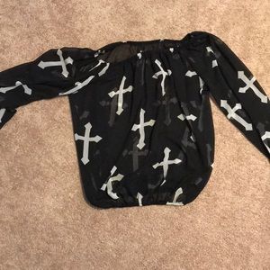 Bke- Cross sheer blouse . Size large